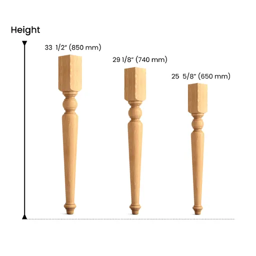 Round turned table legs Classic style from hardwood